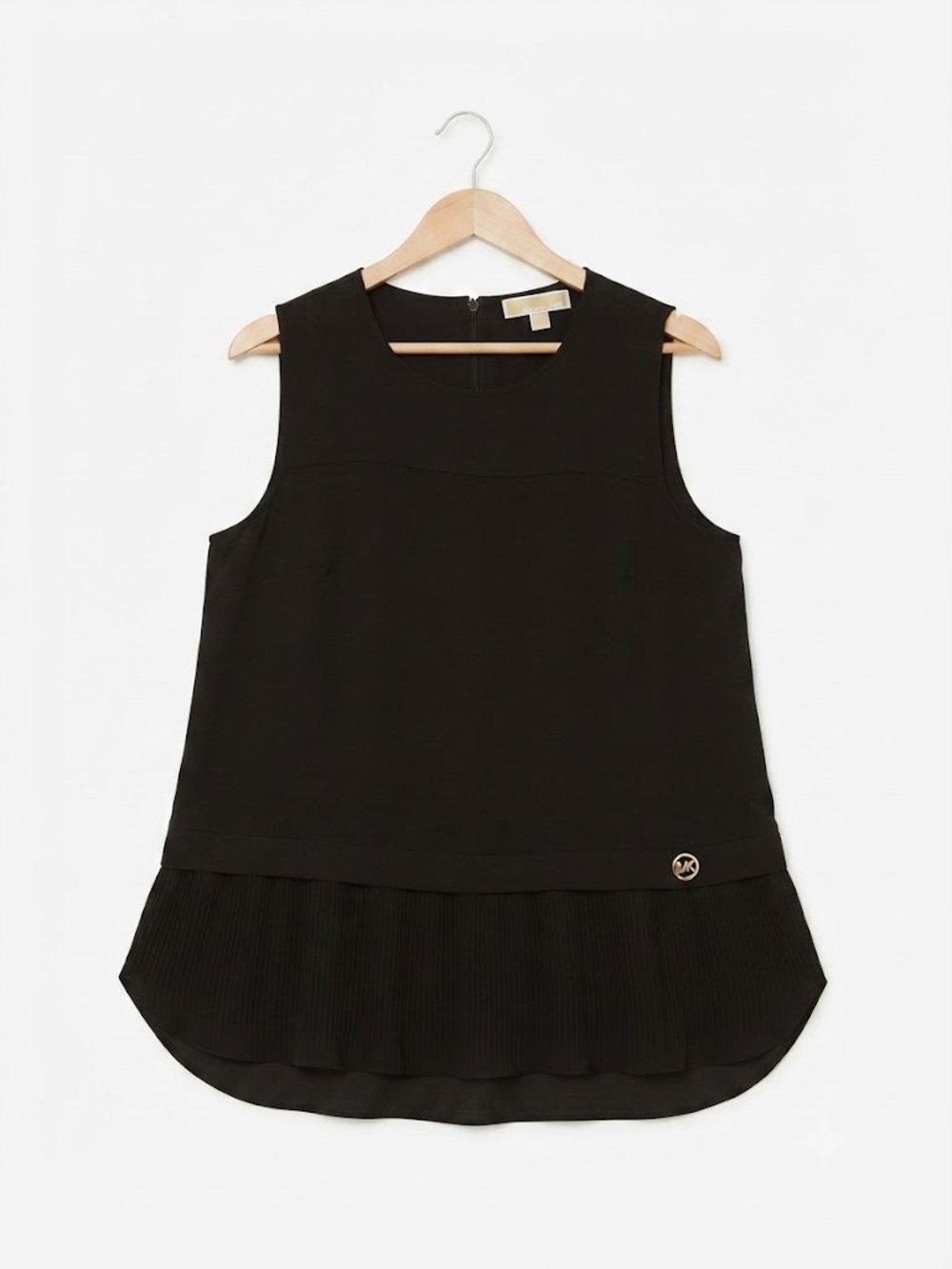 Michael Kors Black Chiffon Layered Tank Top Size M Gold MK Logo